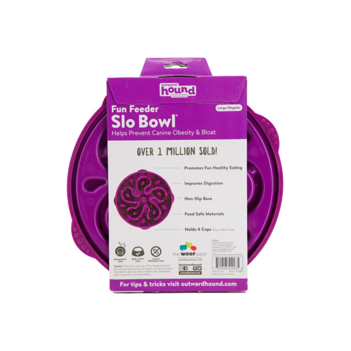 Outward Hound Fun Feeder Flower Yavaş Yeme Mama Kabı Large - Mor - 3