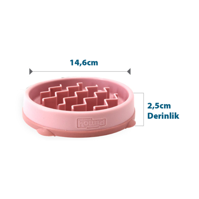 Outward Hound Fun Feeder Wave Yavaş Yeme Mama Kabı Small - Pembe - 4