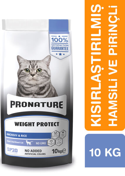 Pronature Kısırlaştırılmış Yetişkin Kuru Kedi Maması (Weight Protect) - Hamsili ve Pirinçli - 10KG