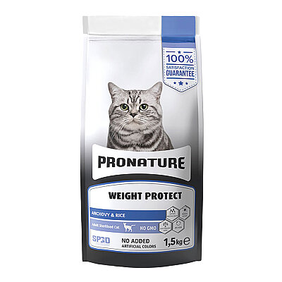 Pronature - Pronature Kısırlaştırılmış Yetişkin Kuru Kedi Maması (Weight Protect) - Hamsili ve Pirinçli - 1,5KG