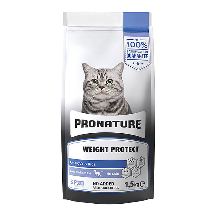 Pronature Kısırlaştırılmış Yetişkin Kuru Kedi Maması (Weight Protect) - Hamsili ve Pirinçli - 1,5KG - 1