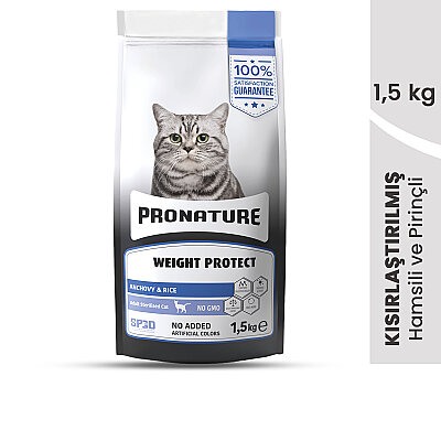 Pronature Kısırlaştırılmış Yetişkin Kuru Kedi Maması (Weight Protect) - Hamsili ve Pirinçli - 1,5KG (1)