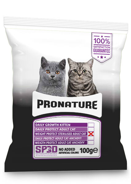 Pronature Kısırlaştırılmış Yetişkin Kuru Kedi Maması (Weight Protect) - Tavuk Etli ve Pirinçli - 100GR