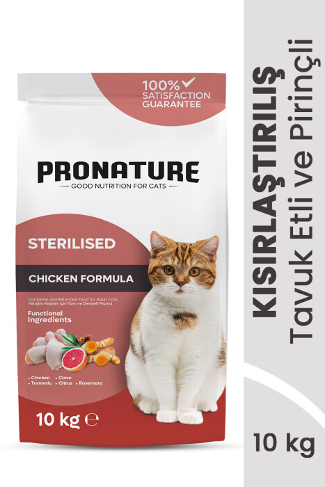 Pronature Kısırlaştırılmış Yetişkin Kuru Kedi Maması (Weight Protect) - Tavuk Etli ve Pirinçli - 10KG
