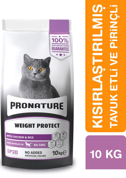 Pronature Kısırlaştırılmış Yetişkin Kuru Kedi Maması (Weight Protect) - Tavuk Etli ve Pirinçli - 10KG