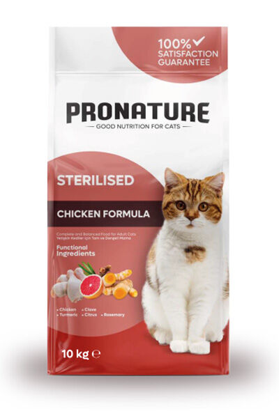Pronature Kısırlaştırılmış Yetişkin Kuru Kedi Maması (Weight Protect) - Tavuk Etli ve Pirinçli - 10KG