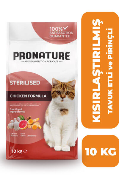 Pronature Kısırlaştırılmış Yetişkin Kuru Kedi Maması (Weight Protect) - Tavuk Etli ve Pirinçli - 10KG