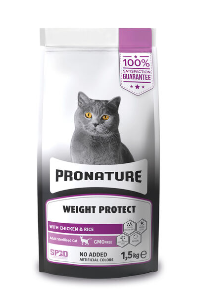 Pronature Kısırlaştırılmış Yetişkin Kuru Kedi Maması (Weight Protect) - Tavuk Etli ve Pirinçli - 1,5KG