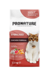 Pronature - Pronature Kısırlaştırılmış Yetişkin Kuru Kedi Maması (Weight Protect) - Tavuk Etli ve Pirinçli - 1,5KG