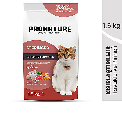 Pronature Kısırlaştırılmış Yetişkin Kuru Kedi Maması (Weight Protect) - Tavuk Etli ve Pirinçli - 1,5KG (1)