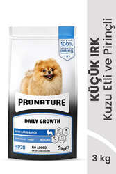 Pronature - Pronature Küçük Irk Yavru Kuru Köpek Maması (Daily Growth) - Kuzu Etli ve Pirinçli - 3KG
