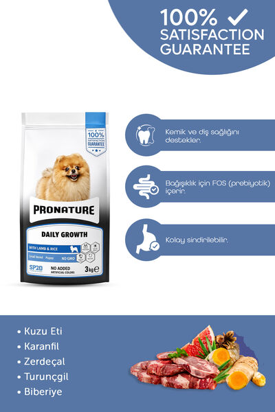 Pronature Küçük Irk Yavru Kuru Köpek Maması (Daily Growth) - Kuzu Etli ve Pirinçli - 3KG