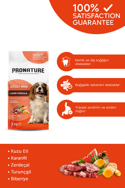 Pronature Küçük Irk Yetişkin Kuru Köpek Maması (Daily Protect) - Kuzu Etli ve Pirinçli - 3KG