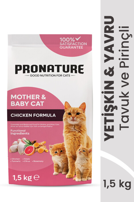 Pronature Mother & Baby Kuru Kedi Maması Tavuk Etli 1,5KG - 2