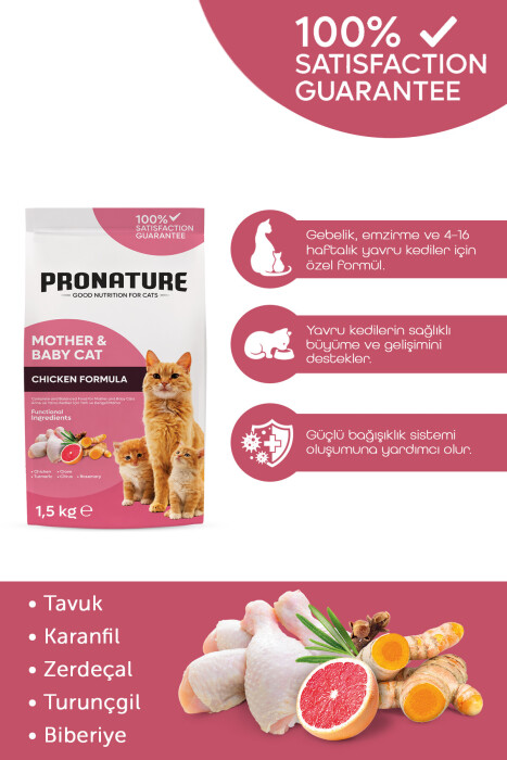Pronature Mother & Baby Kuru Kedi Maması Tavuk Etli 1,5KG - 3