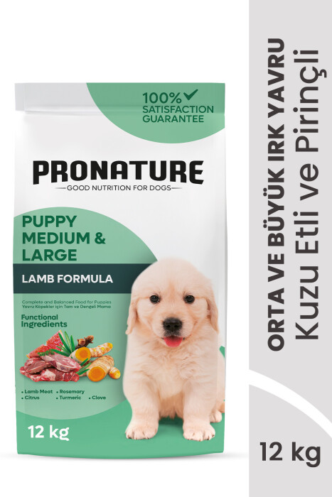 Pronature Orta ve Büyük Irk Yavru Kuru Köpek Maması (Daily Growth) - Kuzu Etli ve Pirinçli - 12KG - 2