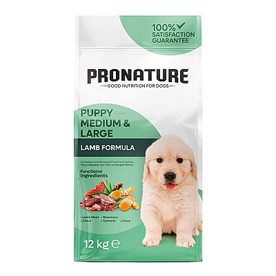 Pronature - Pronature Orta ve Büyük Irk Yavru Kuru Köpek Maması (Daily Growth) - Kuzu Etli ve Pirinçli - 12KG