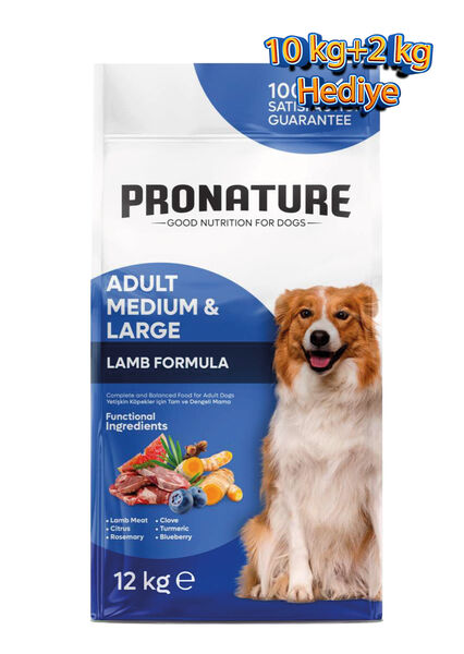 Pronature Orta ve Büyük Irk Yetişkin Kuru Köpek Maması (Daily Protect) - Kuzu Etli ve Pirinçli - 10+2 KG Hediye