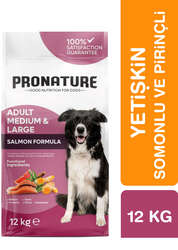 Pronature - Pronature Orta ve Büyük Irk Yetişkin Kuru Köpek Maması (Derma Shine) - Somonlu ve Pirinçli - 10+ 2 KG Hediye