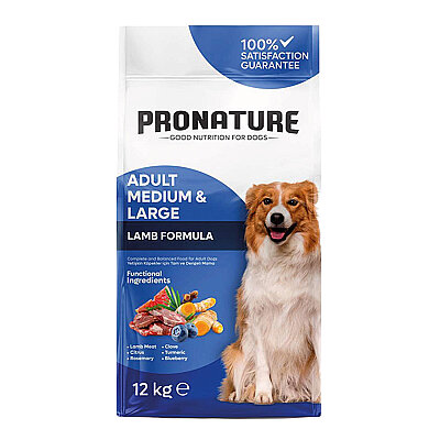 Pronature - Pronature Orta ve Büyük Irk Yetişkin Kuru Köpek Maması (Daily Protect) - Kuzu Etli ve Pirinçli - 12KG
