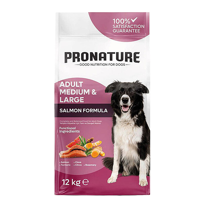 Pronature Orta ve Büyük Irk Yetişkin Kuru Köpek Maması (Derma Shine) - Somonlu ve Pirinçli - 12KG - 1