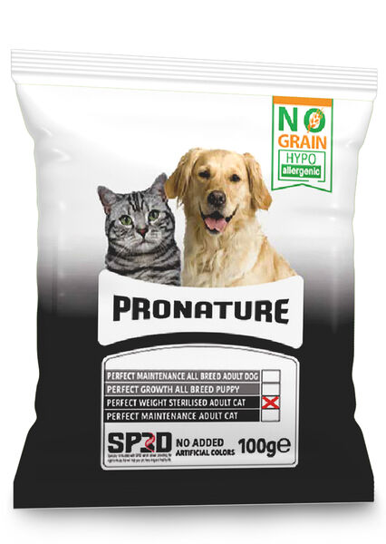 Pronature Tahılsız Kısırlaştırılmış Yetişkin Kuru Kedi Maması (Perfect Weight) - Kuzu Etli Patatesli ve Enginarlı - 100GR