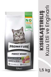 Pronature - Pronature Tahılsız Kısırlaştırılmış Yetişkin Kuru Kedi Maması (Perfect Weight) - Kuzu Etli ve Enginarlı - 1,5KG