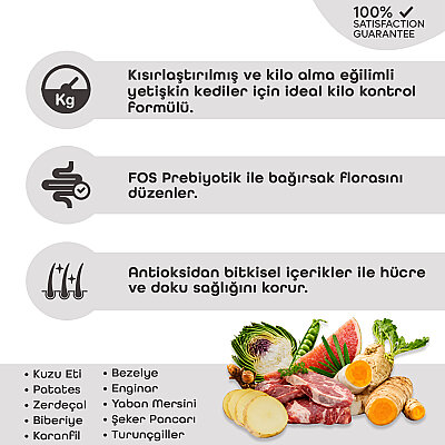 Pronature Tahılsız Kısırlaştırılmış Yetişkin Kuru Kedi Maması (Perfect Weight) - Kuzu Etli ve Enginarlı - 1,5KG - 3
