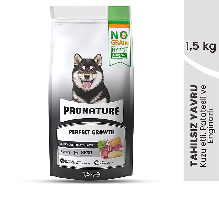 Pronature Tahılsız Yavru Kuru Köpek Maması (Perfect Growth) - Kuzu Etli Patatesli ve Enginarlı - 1,5KG - 2