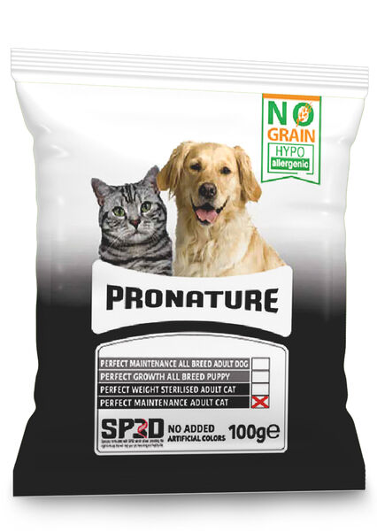 Pronature Tahılsız Yetişkin Kuru Kedi Maması (Perfect Maintenance) - Karidesli Somonlu & Patatesli ve Enginarlı – 100GR