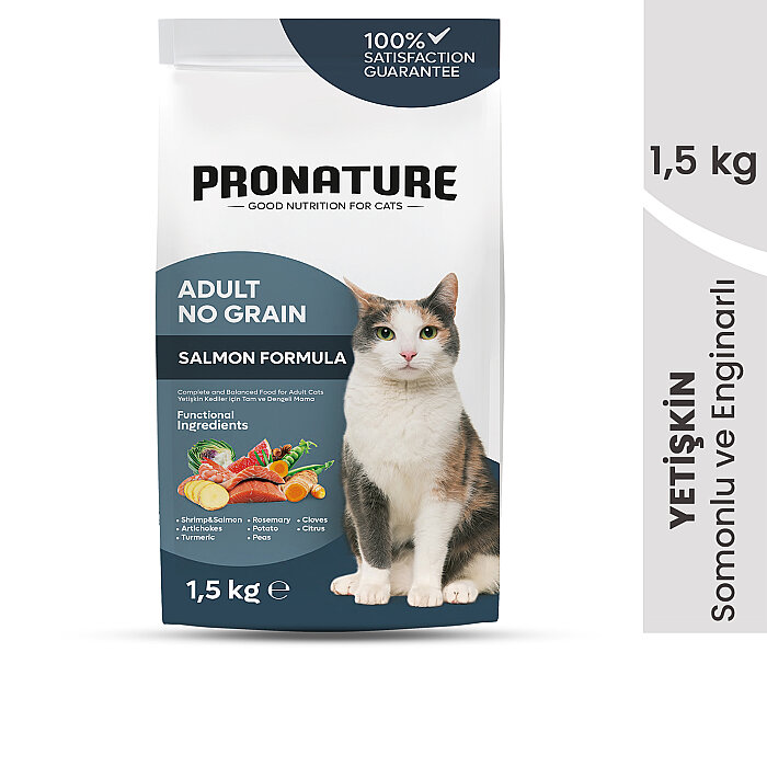 Pronature Tahılsız Yetişkin Kuru Kedi Maması (Perfect Maintenance) - Somonlu Enginarlı - 1,5KG - 2