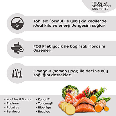 Pronature Tahılsız Yetişkin Kuru Kedi Maması (Perfect Maintenance) - Somonlu Enginarlı - 1,5KG - 3