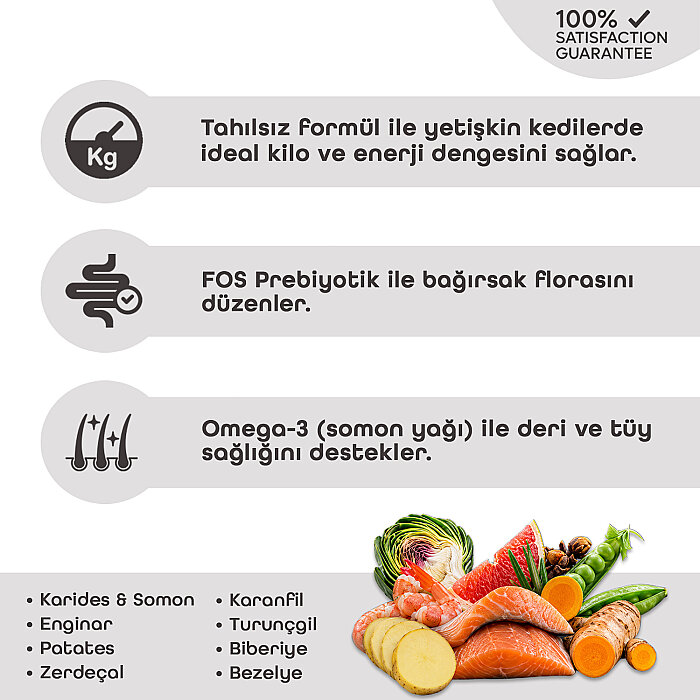 Pronature Tahılsız Yetişkin Kuru Kedi Maması (Perfect Maintenance) - Somonlu Enginarlı - 1,5KG - 3