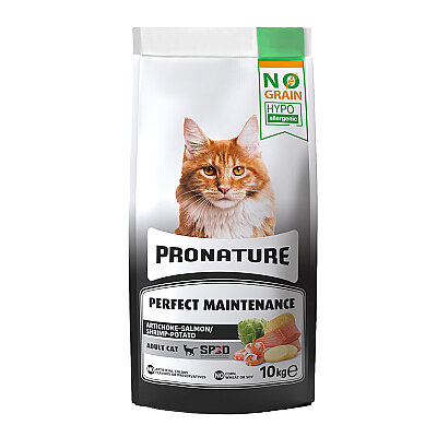 Pronature - Pronature Tahılsız Yetişkin Kuru Kedi Maması (Perfect Maintenance) - Somonlu ve Enginarlı – 10KG