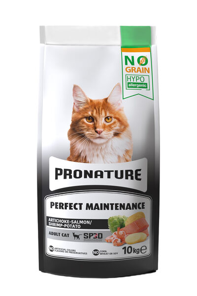 Pronature Tahılsız Yetişkin Kuru Kedi Maması (Perfect Maintenance) - Somonlu ve Enginarlı – 10KG