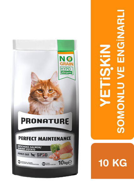 Pronature Tahılsız Yetişkin Kuru Kedi Maması (Perfect Maintenance) - Somonlu ve Enginarlı – 10KG