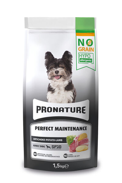 Pronature Tahılsız Yetişkin Kuru Köpek Maması (Perfect Maintenance) - Kuzu Etli Patatesli ve Enginarlı - 1,5KG