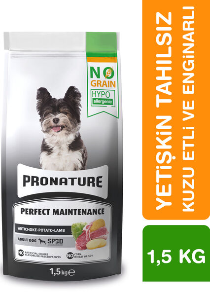 Pronature Tahılsız Yetişkin Kuru Köpek Maması (Perfect Maintenance) - Kuzu Etli Patatesli ve Enginarlı - 1,5KG