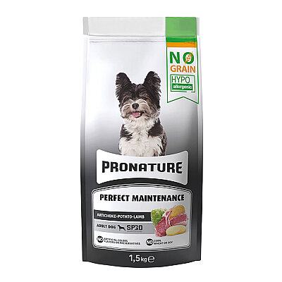 Pronature - Pronature Tahılsız Yetişkin Kuru Köpek Maması (Perfect Maintenance) - Kuzu Etli Patatesli ve Enginarlı - 1,5KG