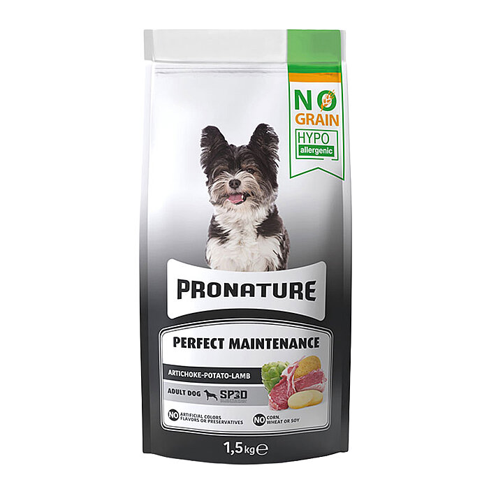 Pronature Tahılsız Yetişkin Kuru Köpek Maması (Perfect Maintenance) - Kuzu Etli Patatesli ve Enginarlı - 1,5KG - 1