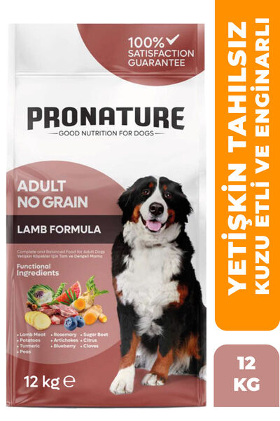 Pronature Tahılsız Yetişkin Kuru Köpek Maması (Perfect Maintenance) - Kuzu Etli Patatesli ve Enginarlı - 10 KG + 2 KG HEDİYE