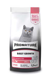 Pronature Yavru Kuru Kedi Maması (Daily Growth) - Tavuk Etli ve Pirinçli - 1,5KG - Thumbnail