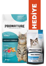 Pronature Yetişkin Kuru Kedi Maması - Hamsili ve Pirinçli - 10KG + KÜÇÜK PAKET 1,5 KG - Thumbnail