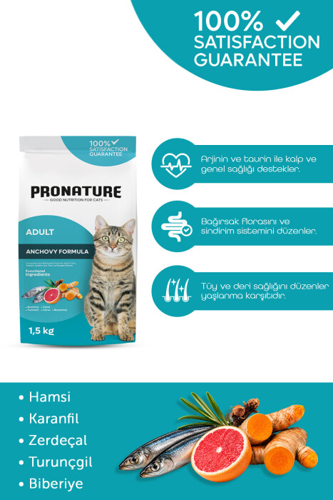 Pronature Yetişkin Kuru Kedi Maması (Daily Protect) - Hamsili ve Pirinçli - 1,5KG - 3