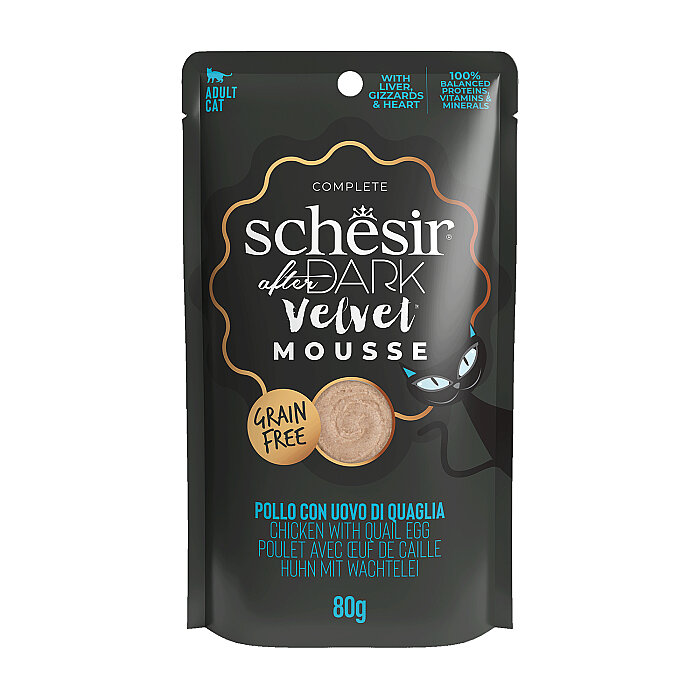 Schesir After Dark Tavuk ile Bıldırcın Yumurtası Mus Yetişkin Kedi Pouch 80g - 1