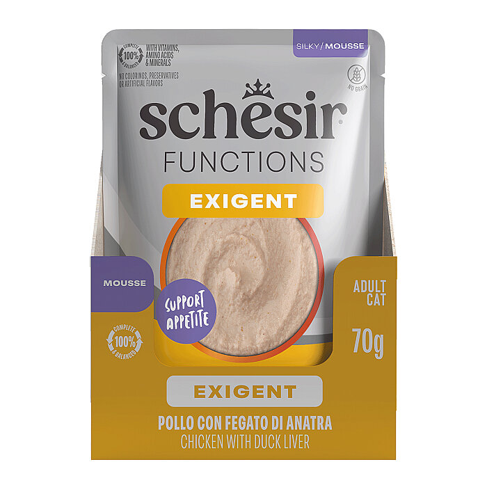 Schesir Exigent Tavuk ile Ördek Karaciğeri Tam ve Dengeli Yetişkin Kedi Maması Pouch 70g - 3