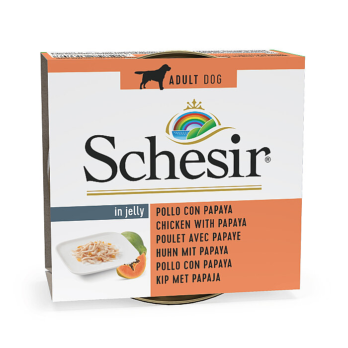 Schesir Jelly Tavuk ve Papaya Jöle İçinde Yetişkin Köpek Konservesi 150g - 1