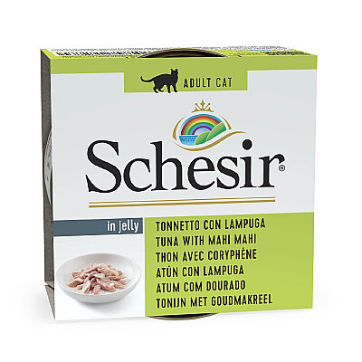 Schesir Jelly Ton Balığı ve Mahi Mahi Balığı Jöle İçinde Yetişkin Kedi Konservesi 85g