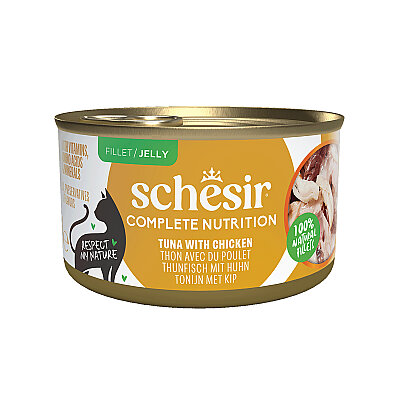 Schesir Jelly Ton Balığı ve Tavuk Jöle İçinde Yetişkin Kedi Konservesi 85g
