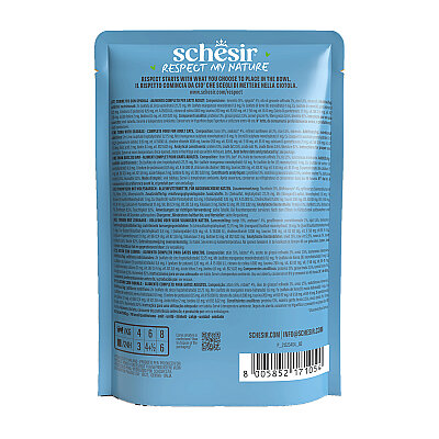 Schesir Jelly Ton Balıklı ve Levrekli Jöle İçinde Yetişkin Kedi Pouch 85g (1)